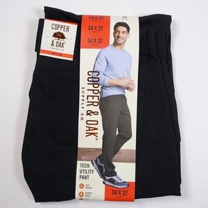 Copper and Oak Supply Co Mens 34x32 Black Straight Fit Tech Utility Pants